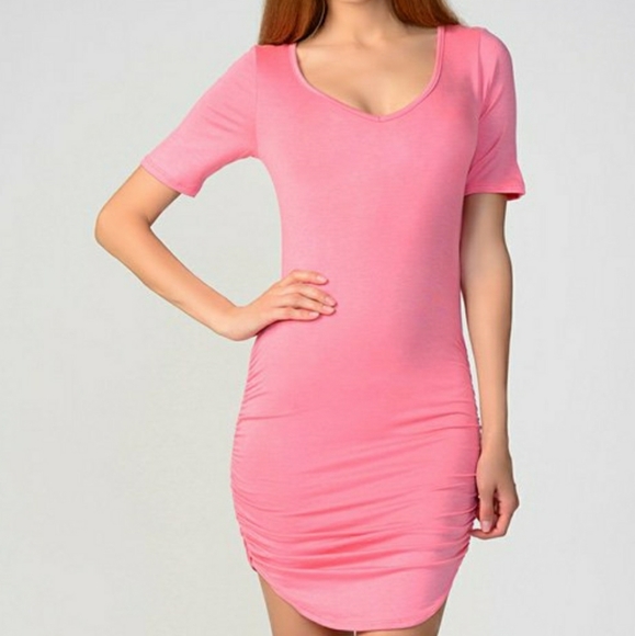 coral bodycon dress
